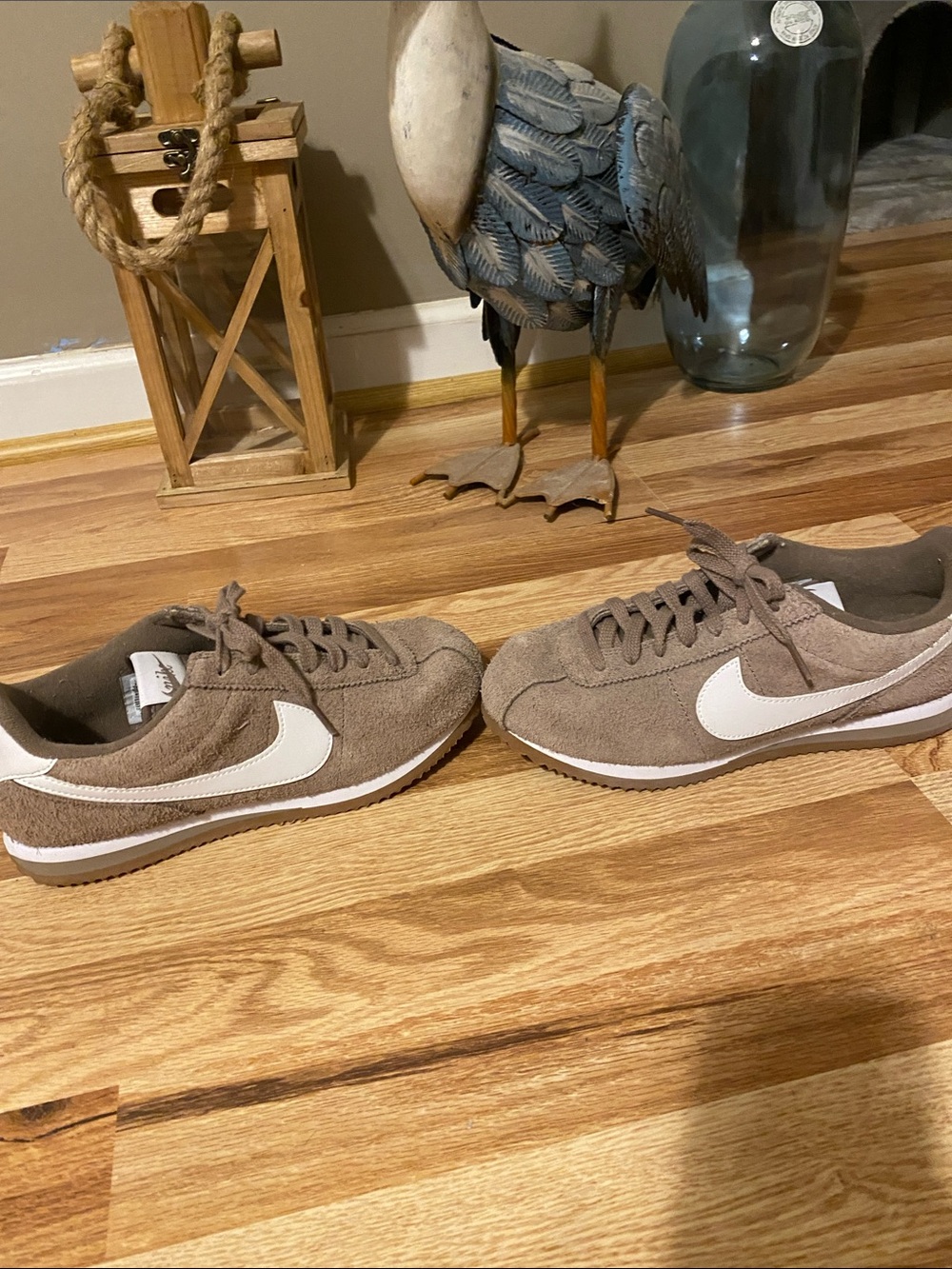 Nike Women’s Suede Sneakers in Taupe with White Swoosh - Picture 3 of 8